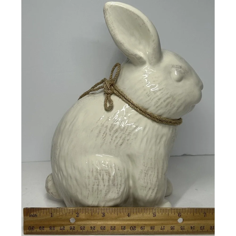 Rabbit‎ Figurine Ceramic White 8.5